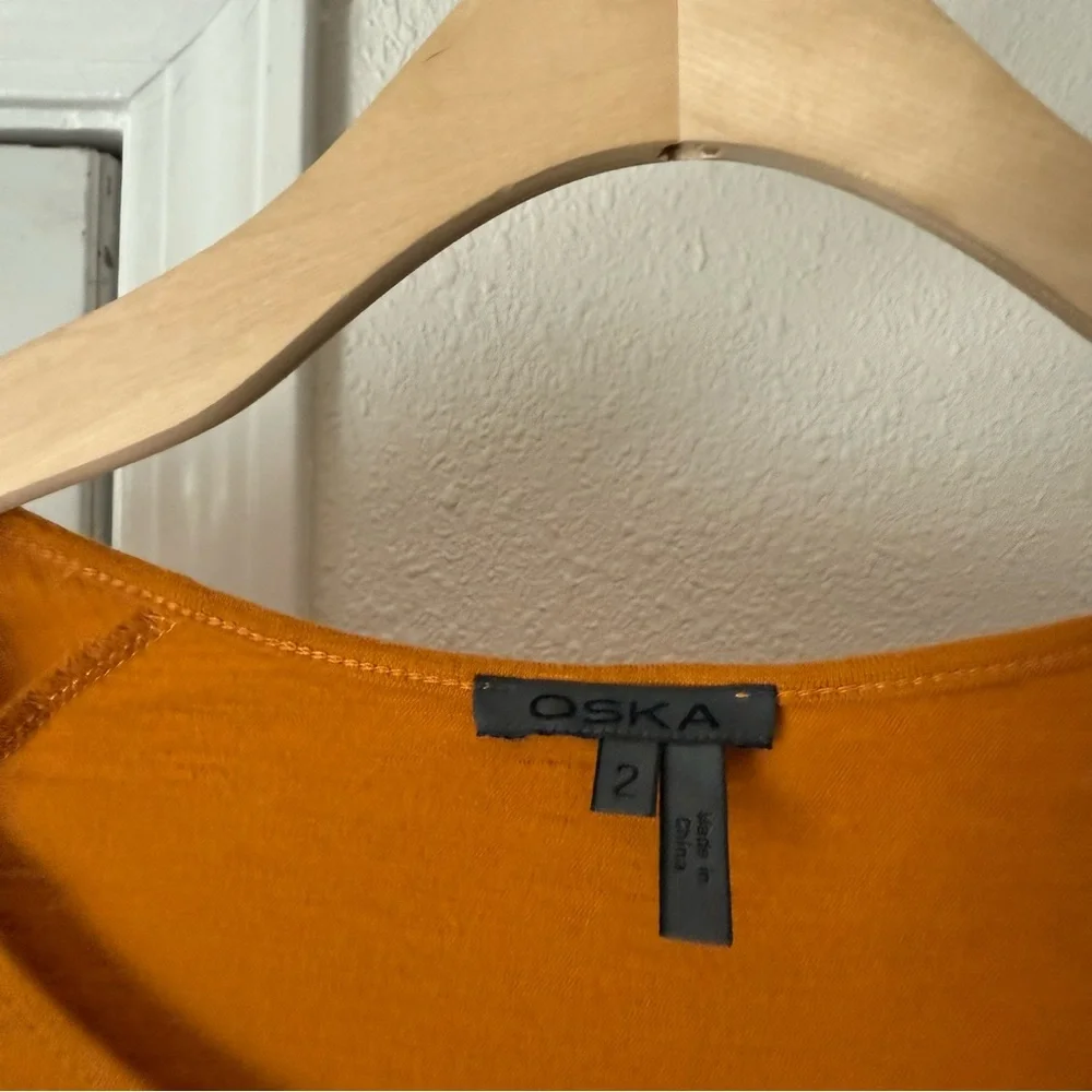 OSKA mustard marigold orange yellow slub cotton scoop long‎ sleeve tee